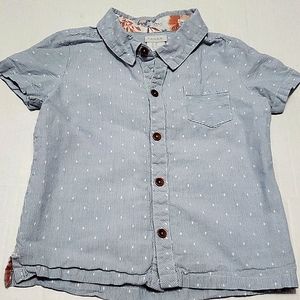 Tahari Blue & White Pinstripes Swiss Dots Boys Toddler 5T Button Down Shirt